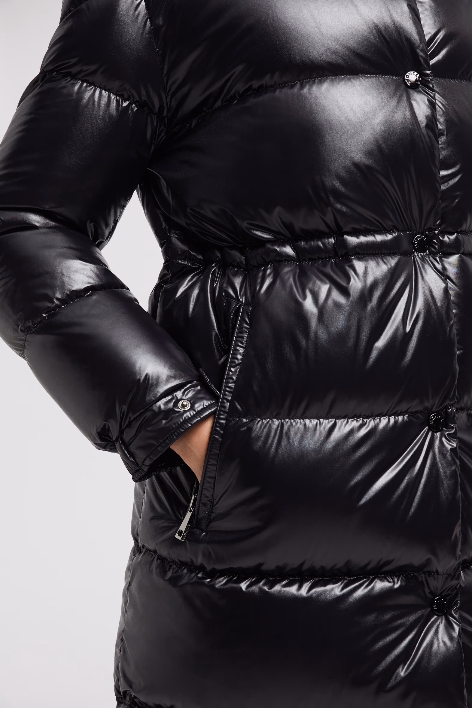 Cavettaz Hooded Long Down Jacket Women Black Moncler 6